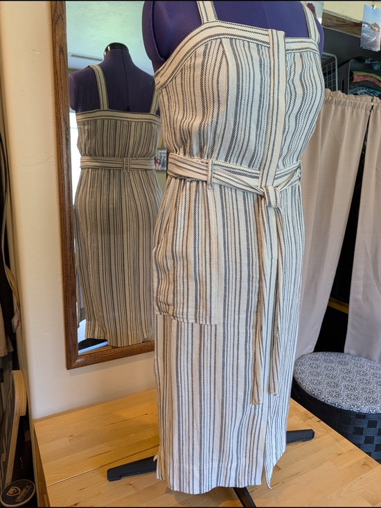 Splendid Dresses & Skirts - Splendid brand- Cream and Black Striped Midi Sundress-linen/cotton blend